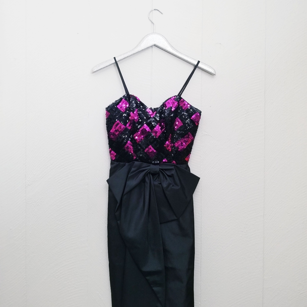 Celyce Designs Pink and Black Chevron Sequin Dress